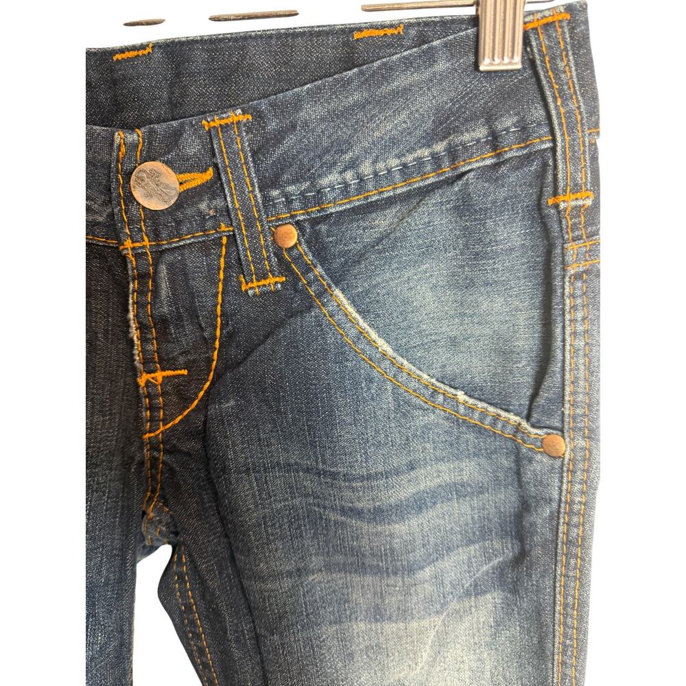 True Religion Joey Flare Jeans Size 26 Made USA Low Rise Distressed Cotton EUC - Picture 5 of 11